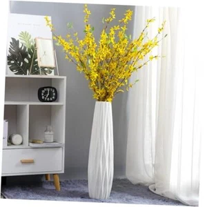 White Ceramic Vasees Tall Floor Flower Holder Decorative 17.7 Inch Shape 1 - Picture 1 of 7