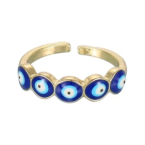 Anillo Mal de Ojo, Azul Profundo 5 Ojos Anillos Mal de Ojo con Caja Decorativa - Imagen 1 de 6
