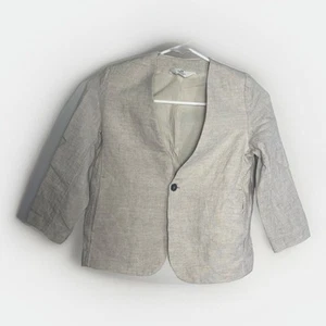 H&M Girls Size 6 Linen Blazer Lined Single Button Pockets Academia Preppy School - Picture 1 of 14