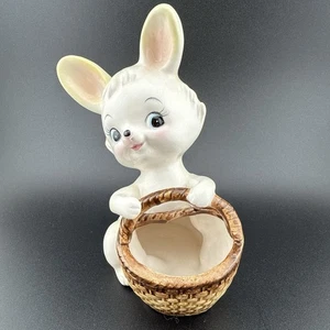 Estatuilla de conejo de Pascua Norcrest de colección cesta de sujeción para dulces o plantas - Imagen 1 de 7