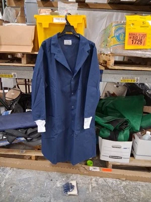 2 American Dawn Men Lab Coat Snaps Vents 3 Pocket 43" Length Navy Sz XL 758 JJ - Image 1 of 2