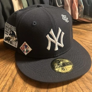 New York Yankees New Era Big League dos chicle sombrero ajustado talla 6 7/8 negro - Imagen 1 de 12