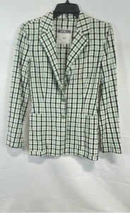 Moschino Women's Multicolor Checkered Cotton Blazer Jacket Outerwear Size 8 - Picture 1 of 7