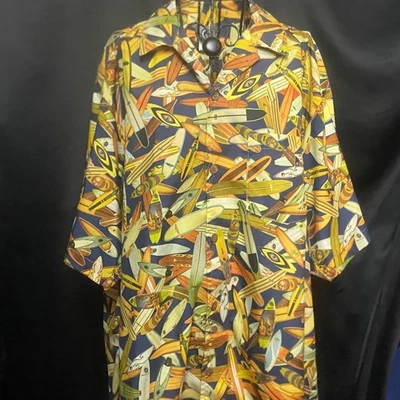 Rietveld Surfboard Print Button Up Shirt Mens XL Short Sleeve - Image 1 of 3