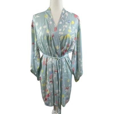 Josie Natori Floral Cinturón Kimono Bata Boho Asiática Femenina Coqueta Talla Mediana Foto 1 de 4