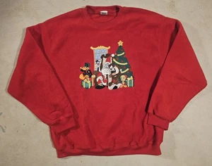 Sudadera Looney Tunes Navidad Piolín L Roja Cuello Redondo Vintage Polar Peluche - Imagen 1 de 7