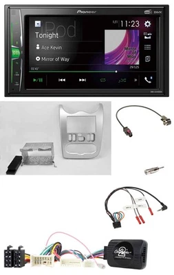 Pioneer 2DIN Lenkrad DAB USB Bluetooth Autoradio für Dacia ab 2012 hellsilber - Bild 1 von 4