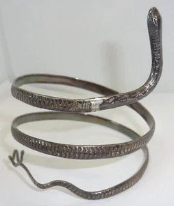 Vintage Southwestern Sterling Silver Stamped Snake Wrap Coil Bracelet - Picture 1 of 13
