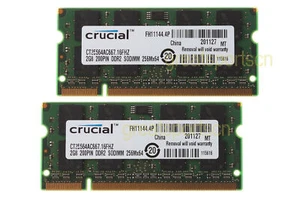 Crucial 4GB 2x2GB 2RX8 DDR2 667mhz RAM PC2-5300 Memory For Apple Macbook Pro-*/ - Picture 1 of 12
