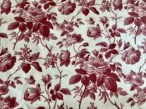 4 Yards Schumacher Waverly Fabric Wayside Country Inns & Back Roads Burgundy - Picture 1 of 11
