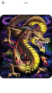 Twin Size Aurora Dragon Luxury Plush Throw Blanket 60" X 80" - Picture 1 of 2