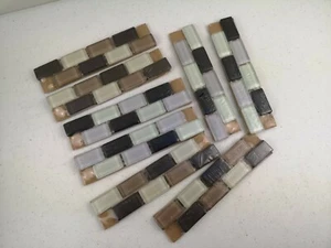 Joblot Rectangle Brick Glass Black BrownClear Opaque Mosaic Border Craft Tiles - Picture 1 of 7