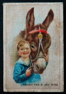 READY FOR A JOY RIDE KATHLEEN Happy Home CHILD STUDIES Scarce 1910 SILK - Picture 1 of 2