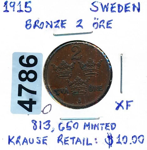 SWEDEN - 2 ORE - 1915 - K778 - #4786 Cover