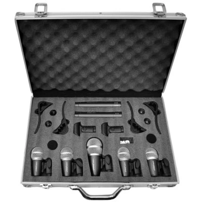 Pyle PDKM7 7 Microphone Wired Drum Kit with Carrying Case & Mounting Accessories - Image 1 of 4