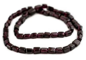 Rectangular Garnet Beads 6mm Purple Rectangle Gemstone 16 Inch Strand - Picture 1 of 3