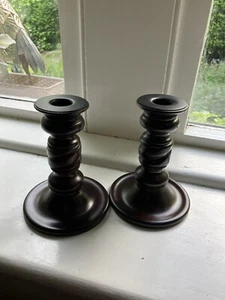 Pair Of Wooden Candlesticks Marks And Spencer 6 Inches - Picture 1 of 6