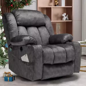 360° Massage Swivel Glider Rocker Recliner Chair w/ Heat, Home Theater Seating - Picture 1 of 32