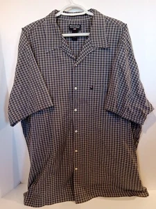 Polo Jeans Co Ralph Lauren Men XL Button Up Short Sleeve Blue Yellow Plaid Check - Picture 1 of 7