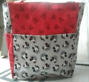 Minnie Mickey Mouse Faces Disney Large Purse/Project Travel Bag Handmade 14x16 - Picture 1 of 7