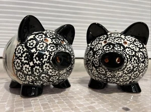 Temptations Two Old World Pigs, Ceramic Canisters Tea/Spice Trinkets with Lids - Picture 1 of 9