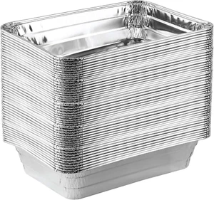 Disposable 2 LB Aluminum Takeout Tin Foil Baking Pans 6'' X 8'' X 2'' Inch Bakew - Picture 1 of 12