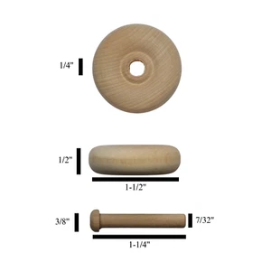 Qty 12 Wood Toy Wheels 1.5" Dia. w/12 Axle Pegs for Attaching Wheels A525/A535 - Picture 1 of 5