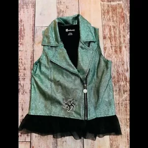Disney Descendants Uma turquoise moto style vest with tulle trim size 7/8 - Picture 1 of 7