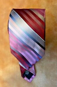 NEW Van Heusen Silk Tie Red Pink Stripes Men Necktie 58 x 3.3 MSRP $40.00