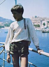 Photo originale des années 1950 jeune garçon navigation d'été vintage litho par Charles Egermeier