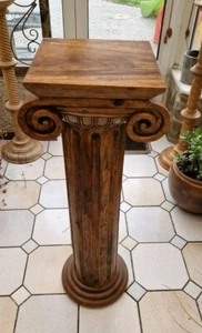 Heavy Mahogany Hand Carved Column Plinth - Picture 1 of 6
