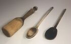 Vintage Wooden Pestle Potato Masher & Wooden Spoons Primitive
