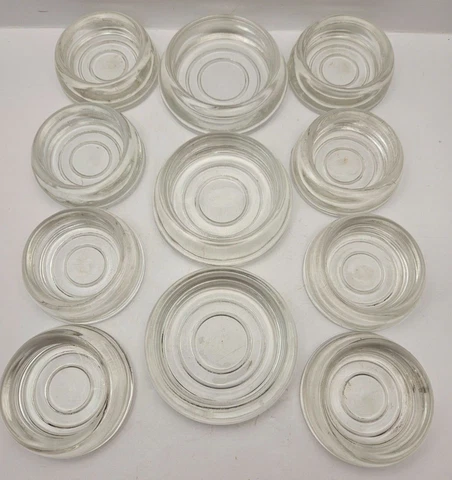 Glass Casters Lot of 11 Vintage Clear Glass Furniture Casters 3 in and 2.5 in Cover