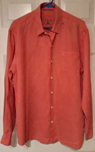 Tommy Bahama Linen Shirt Mens Sz M Coral Red Button Up Long Sleeve Relax EUC - Picture 1 of 10