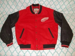 Vtg CARL BANKS GIII NHL DETROIT RED WINGS WOOL LEATHER VARSITY JACKET Size Large - Picture 1 of 7