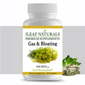 iLeafNaturals Gas & Blähungen 1000 mg - 60 Veggie Kapseln - Bild 1 von 7