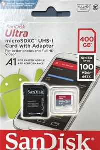 Sandisk 400GB Ultra Micro SD SD SDXC karta z adapterem A1 UHS-I 100mb/s - Zdjęcie 1 z 2