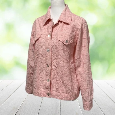 Chaqueta Vintage ESTILO DE VIDA Mujer Mediana Camionero Rosa Bordada Años 90 Cottagecore Foto 1 de 4