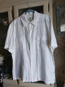 Island Shores Shirt Mens Size XL Short Sleeve Button Up White Linen Blend Cruise - Picture 1 of 5