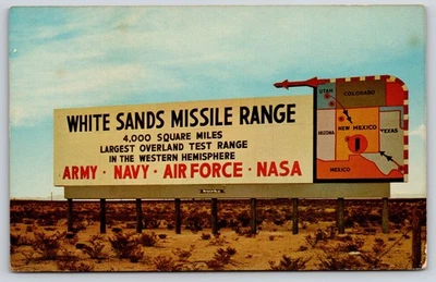 Sign~Alamogordo New Mexico~White Sands Missile Range~Desert~Map~1950s Postcard - Image 1 of 2