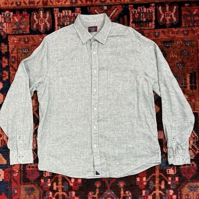 UNTUCKit Linen Button Up Shirt Mens Medium Green Vin Santo WR Long Sleeve Preppy - Image 1 of 4