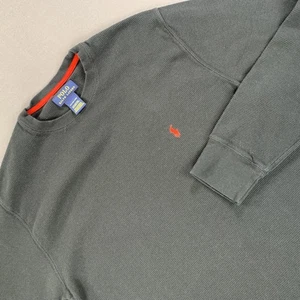 Polo Ralph Lauren Shirt Mens 1XLT Tall Black Waffle Thermal Long Sleeve Red Pony - Picture 1 of 11