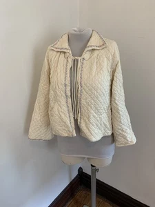 VTG Barbizon Dream Puff Seraphim Satin Quilted Bed Jacket White Size Small - Picture 1 of 20