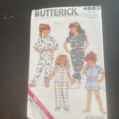 Butterick Jumpuit Kids Size 1-3 Uncut #4883 Adorable And Easy - Image 1 of 2