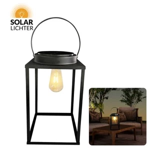 Solar Laterne BODHU 25,6cm schwarze Outdoor-Leuchte Solar-Lichter Außenleuchte - Picture 1 of 6