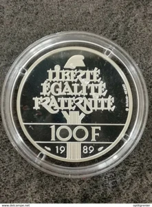 100 FRANCS ARGENT DROIT DE L'HOMME 1989 BE UNC SOUS CAPSULE / FRANCE SILVER PLAT - Bild 1 von 2