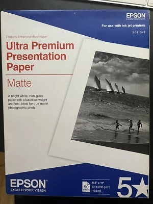 Epson Ultra Premium Photo (MATTE) Inkjet Paper 8.5x11 50 Sheets S041405 - Image 1 of 2
