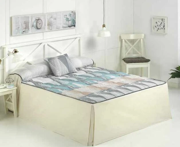 Colcha edredon  de 90, 105, 135 ,150 de volante americano estilo clasico gris - Imagen 1 de 1