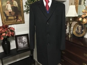 Handsome Kenneth Cole Reaction Charcoal Gray Wool Top Coat Winter Overcoat 44L - Picture 1 of 12