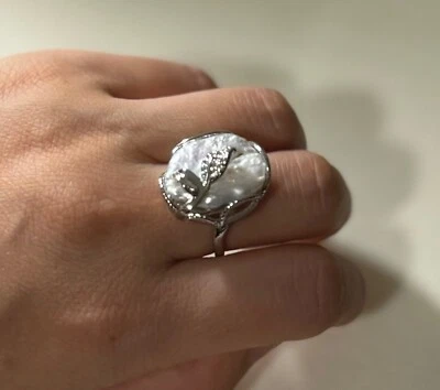 Барокко белый жемчуг ювелирных изделий кольцо размер регулируемый белое золото покрытием новый в коробке Бесплатная доставка - Изображение 1 из 4